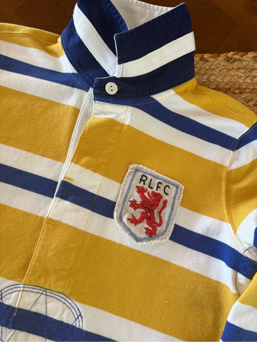 VTG Rugby Ralph Lauren Yellow, Blue & White Striped Polo